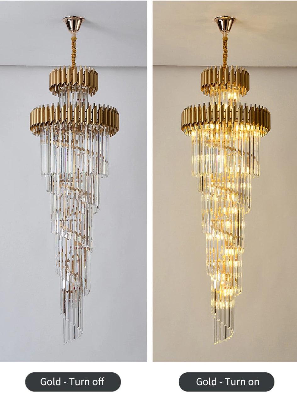 Spiral Crystal Chandelier For Foyer / Staircase