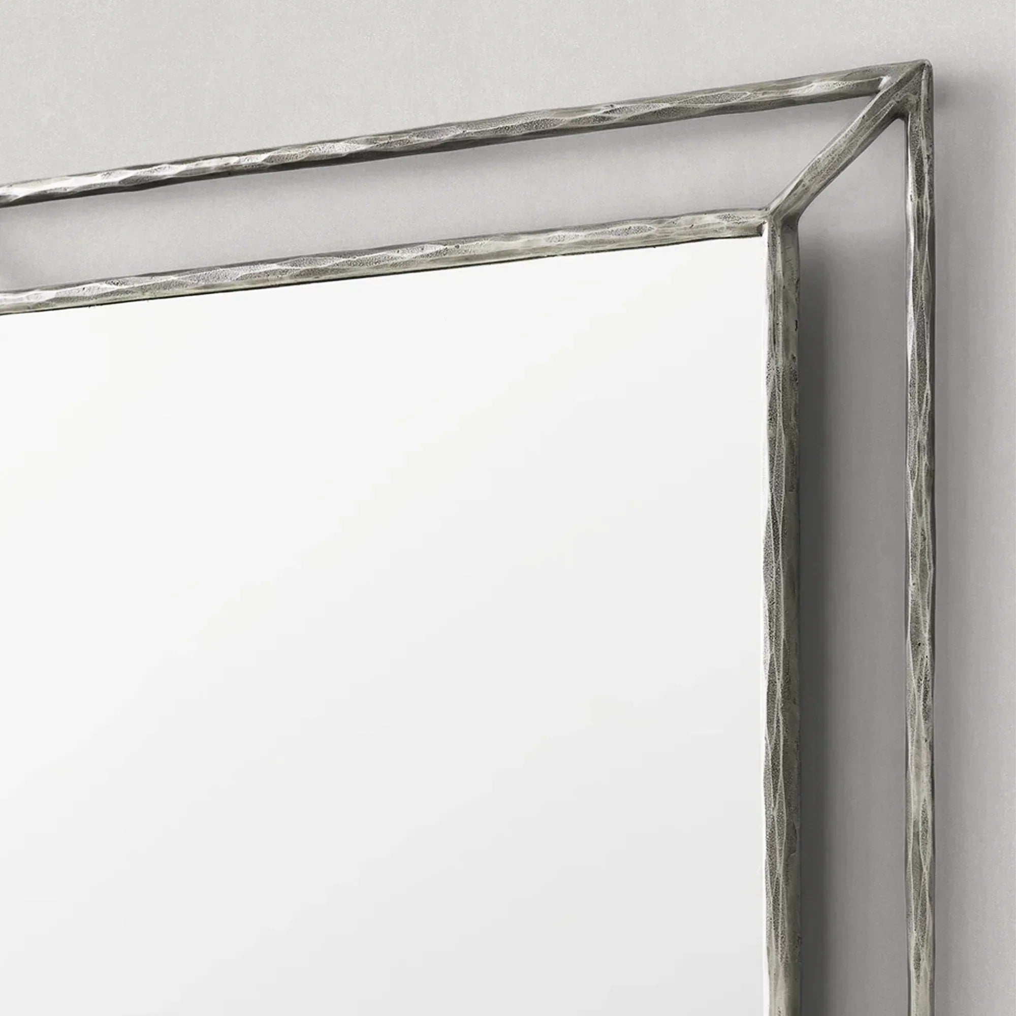 Hand-Forged Metal Open Beveled Mirror