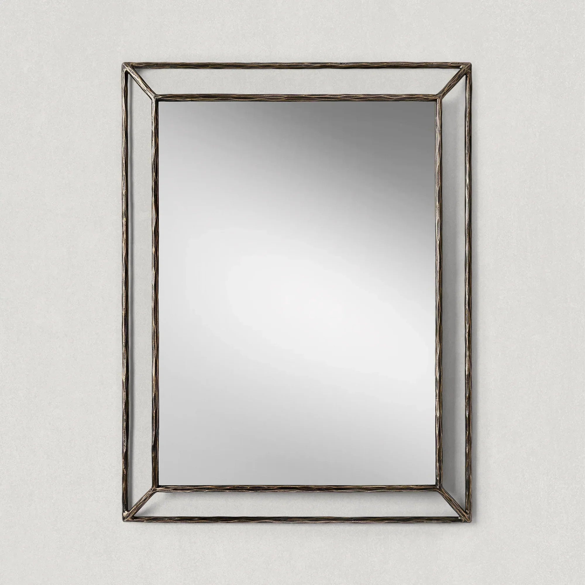 Hand-Forged Metal Open Beveled Mirror