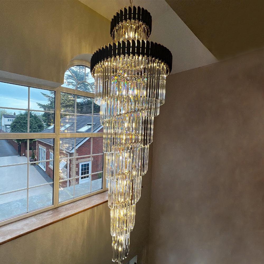 Spiral Crystal Chandelier For Foyer / Staircase