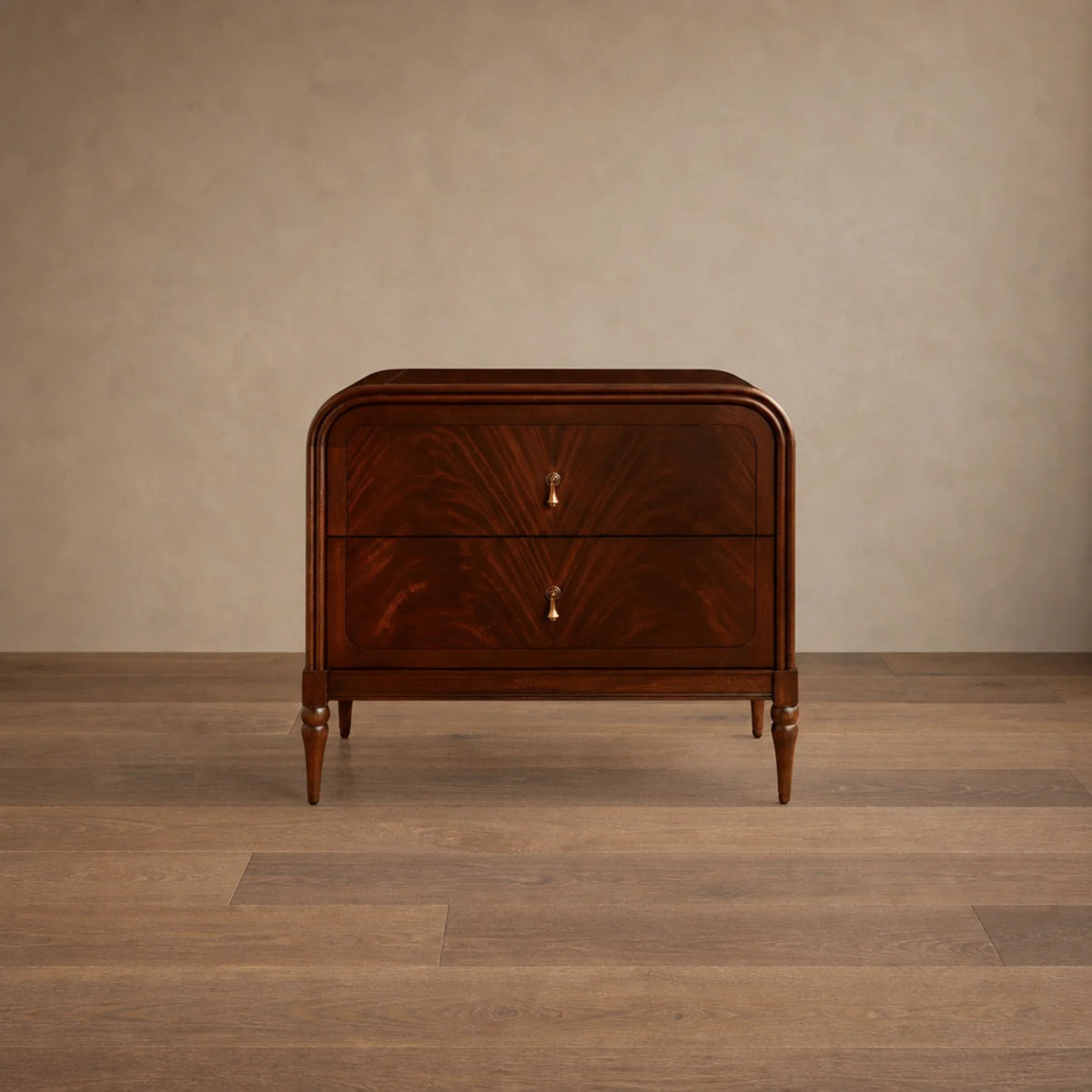 Frances Mahogany Wood 2-Drawer Nightstand