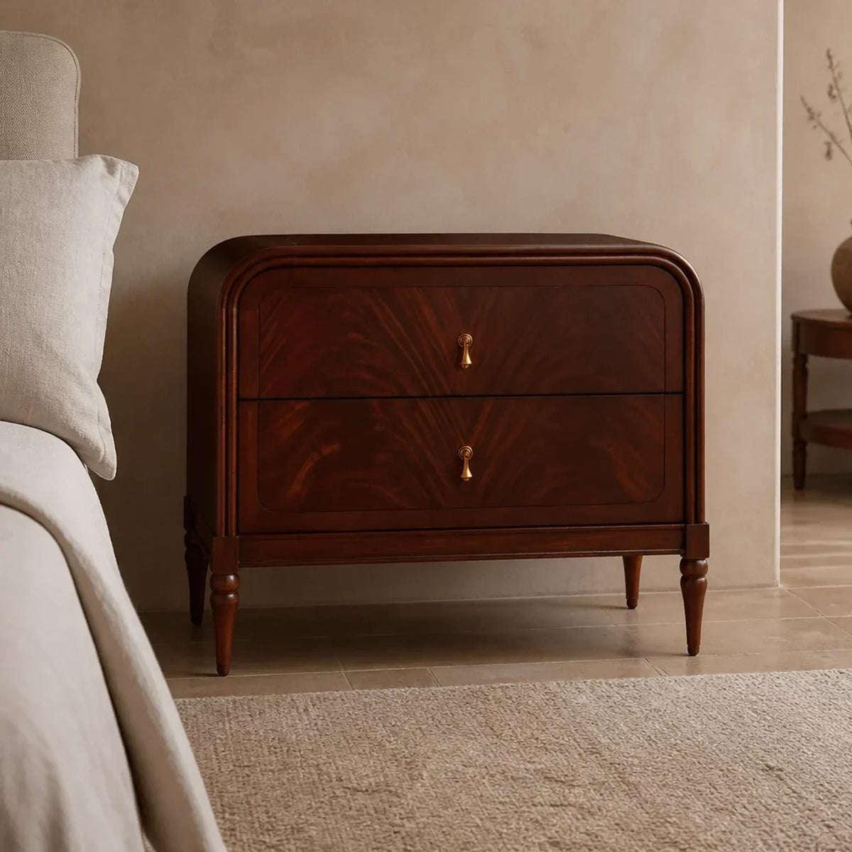 Frances Mahogany Wood 2-Drawer Nightstand