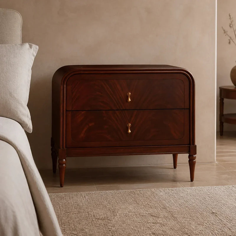 Frances Mahogany Wood 2-Drawer Nightstand