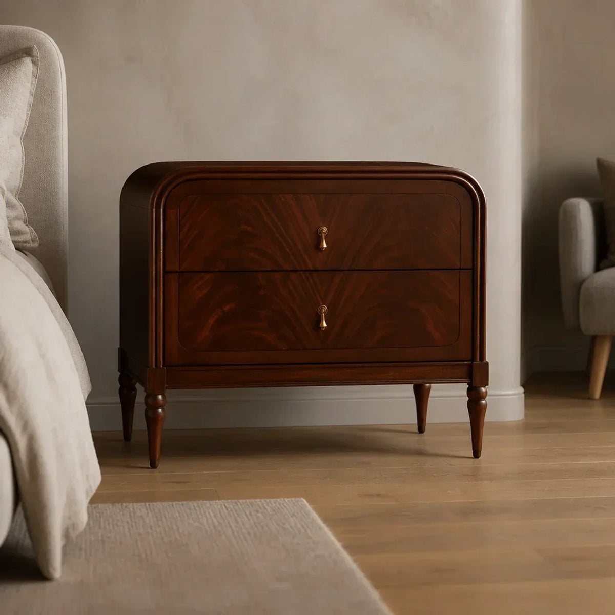 Frances Mahogany Wood 2-Drawer Nightstand