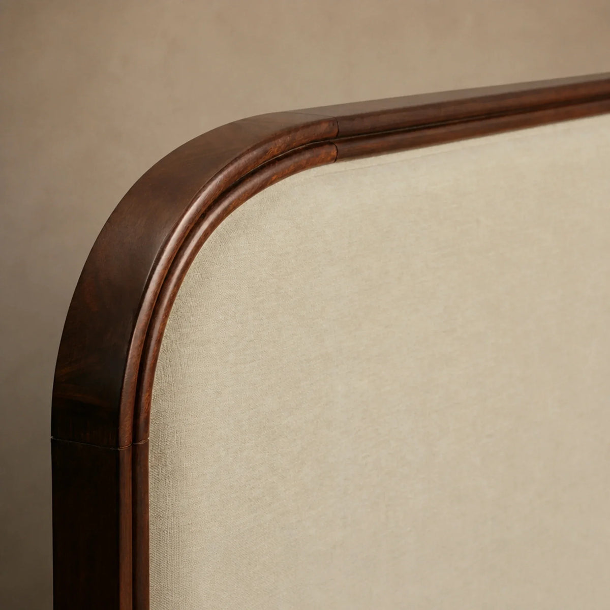Frances Upholstered Bed with Mahogany Wood Frame and Cashmere Headboard