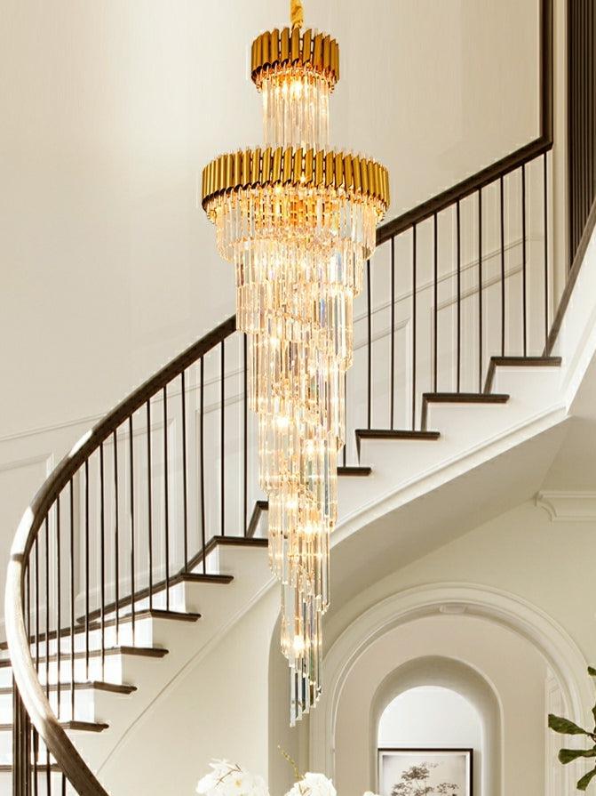 Spiral Crystal Chandelier For Foyer / Staircase