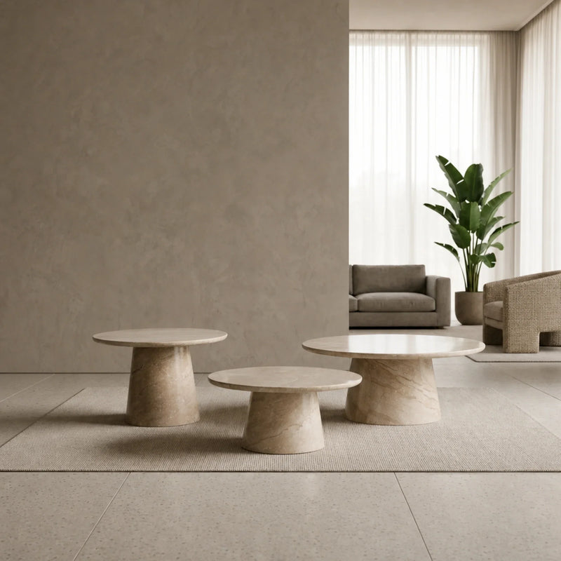 Hemmings Nesting Coffee Table Cluster in Wood Veneer and Marble