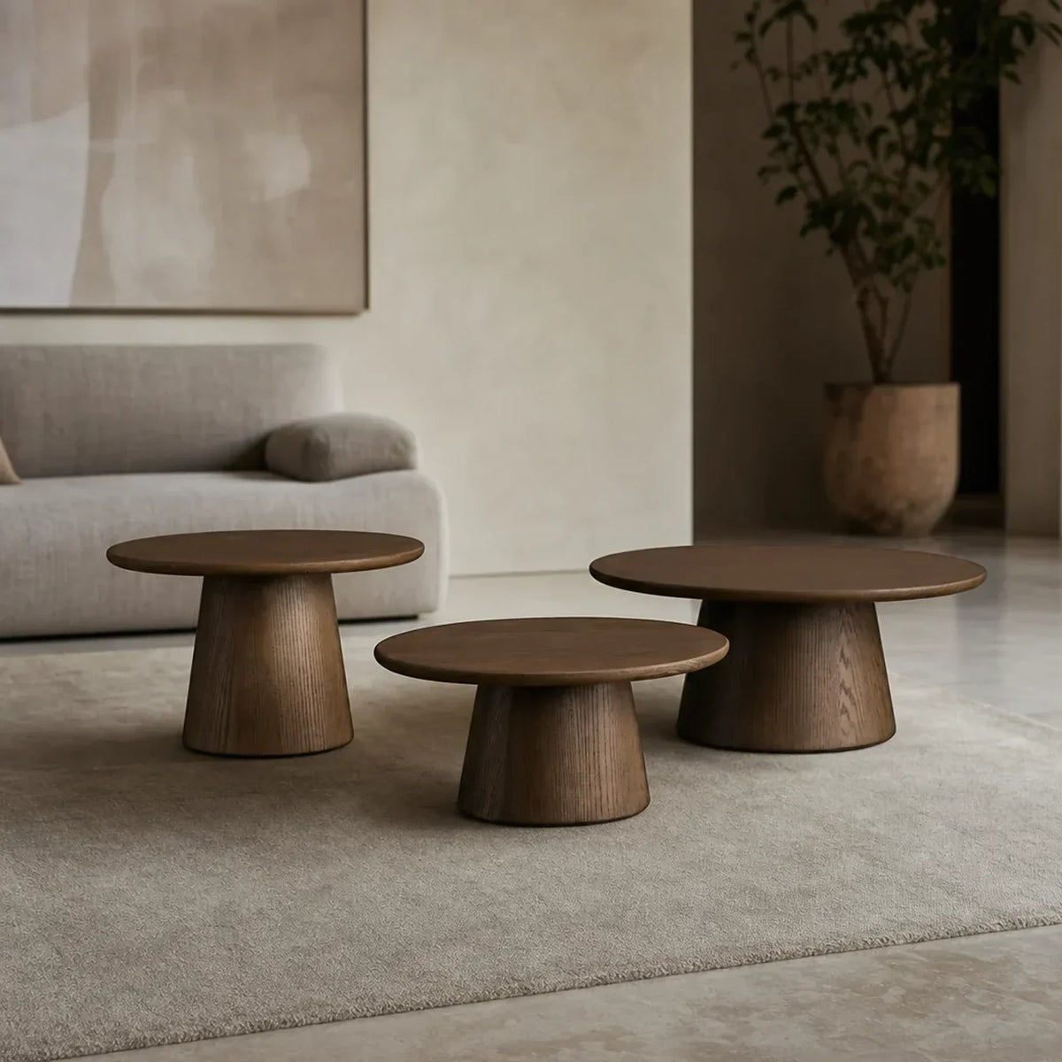 Hemmings Nesting Coffee Table Cluster in Wood Veneer and Marble