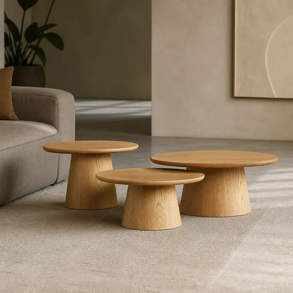 Hemmings Nesting Coffee Table Cluster in Wood Veneer and Marble
