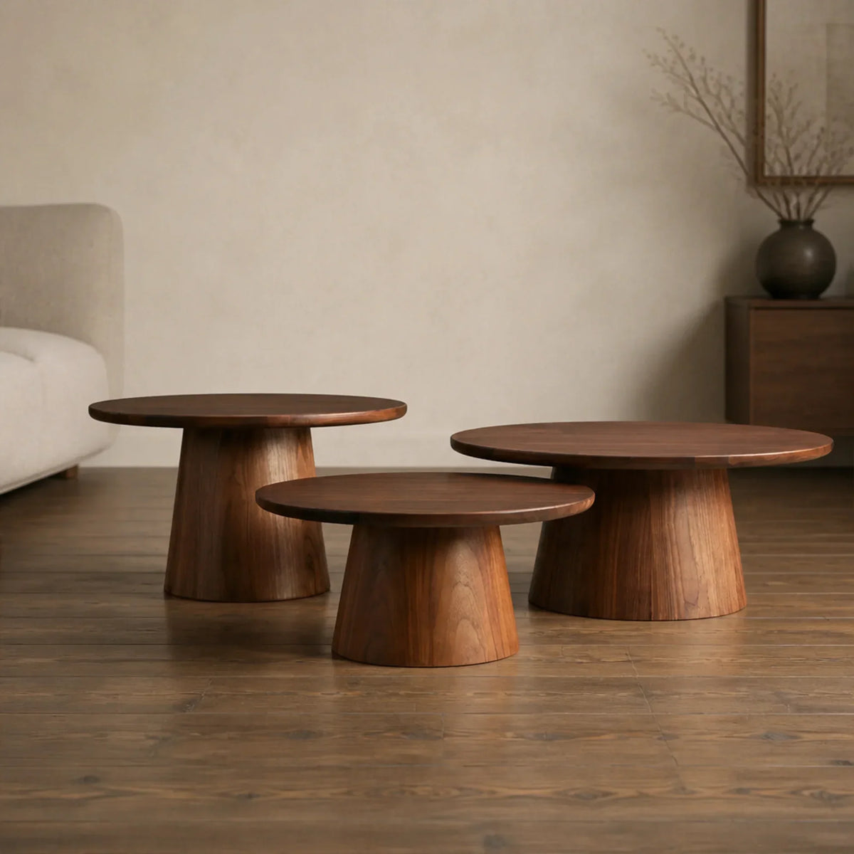 Hemmings Nesting Coffee Table Cluster in Wood Veneer and Marble