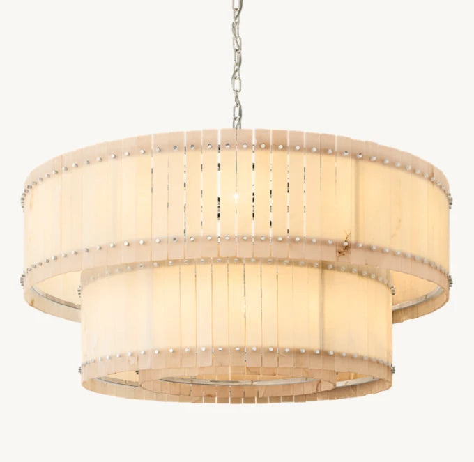 San Marco Alabaster Round Tiered Chandelier 60"