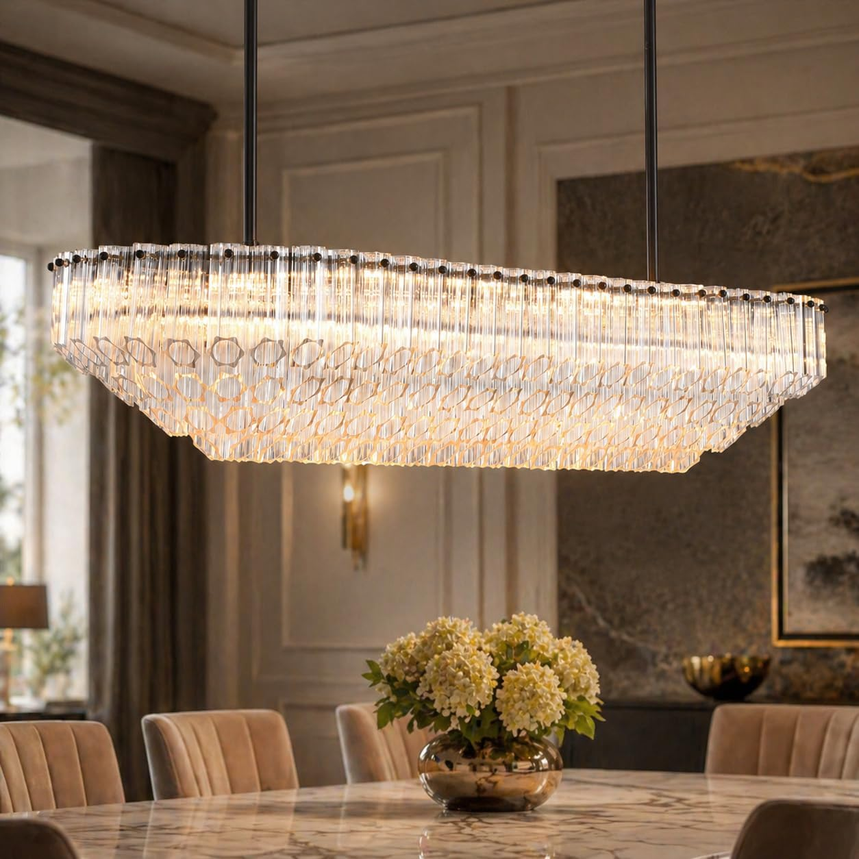$5000+ Purchase Gift | Clear Glass Linear Chandelier 43"