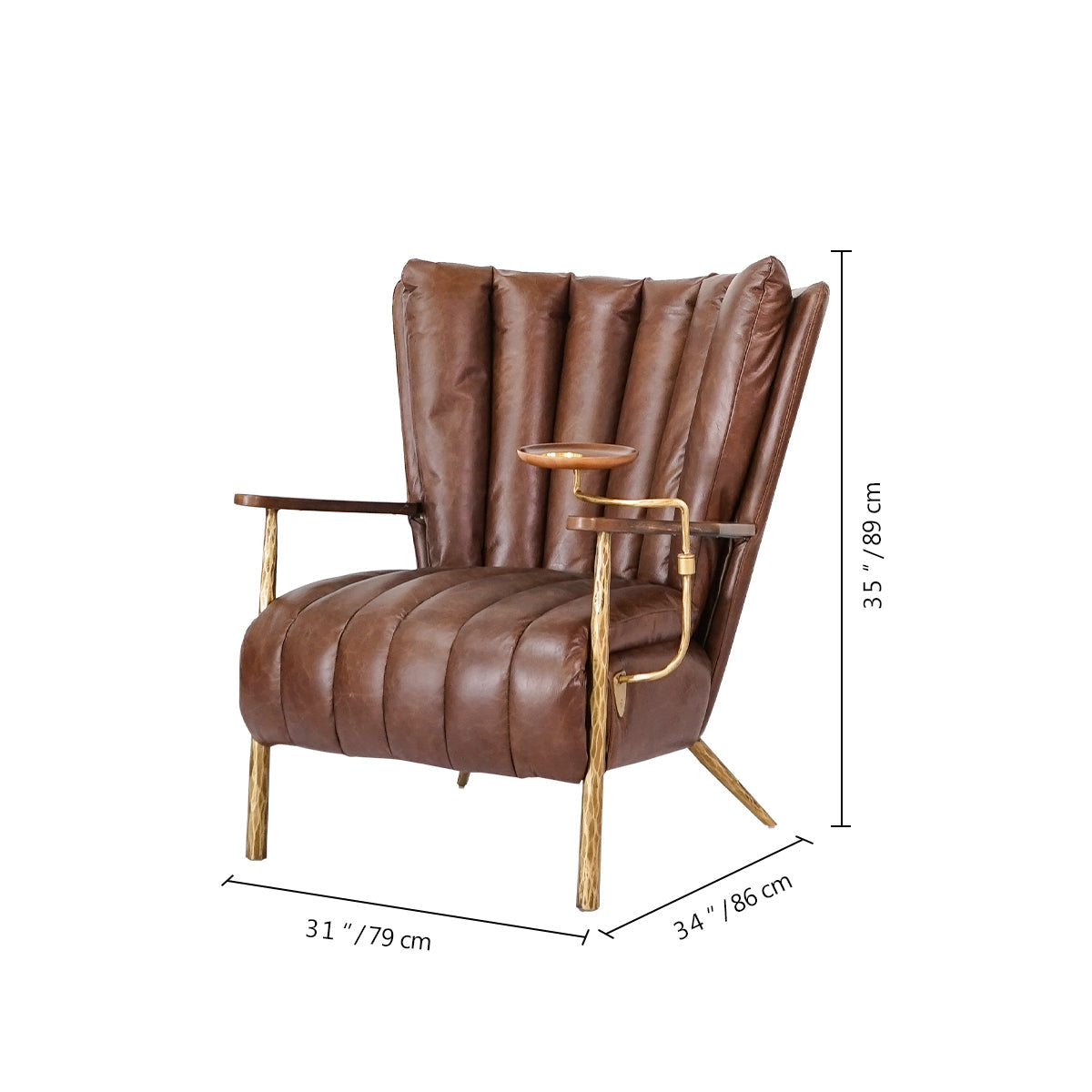 Hand-Forged Metal Vintage Leather Armchair Cigar Chair