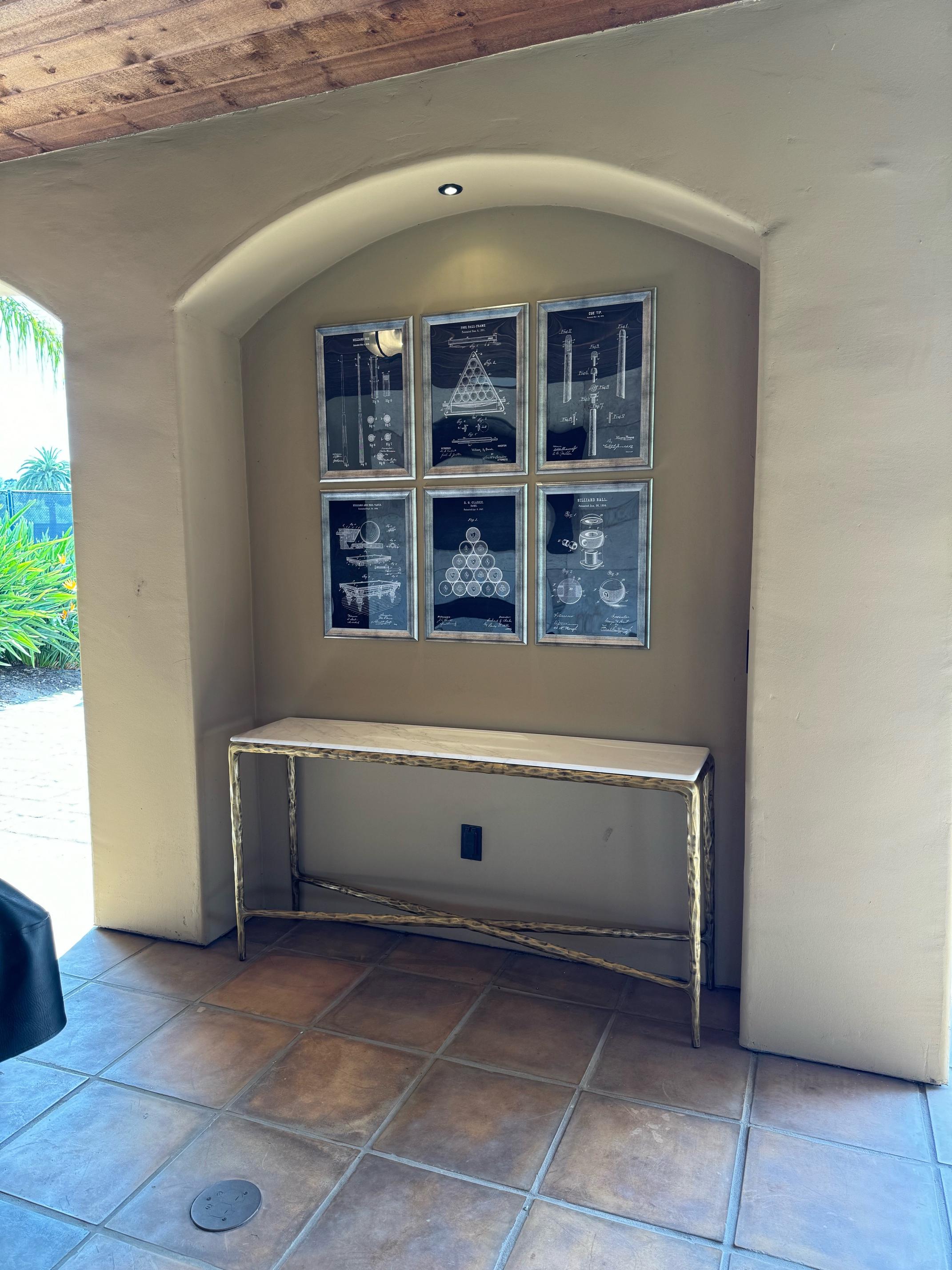 Hand-Forged Metal Marble Rectangular Dining Table