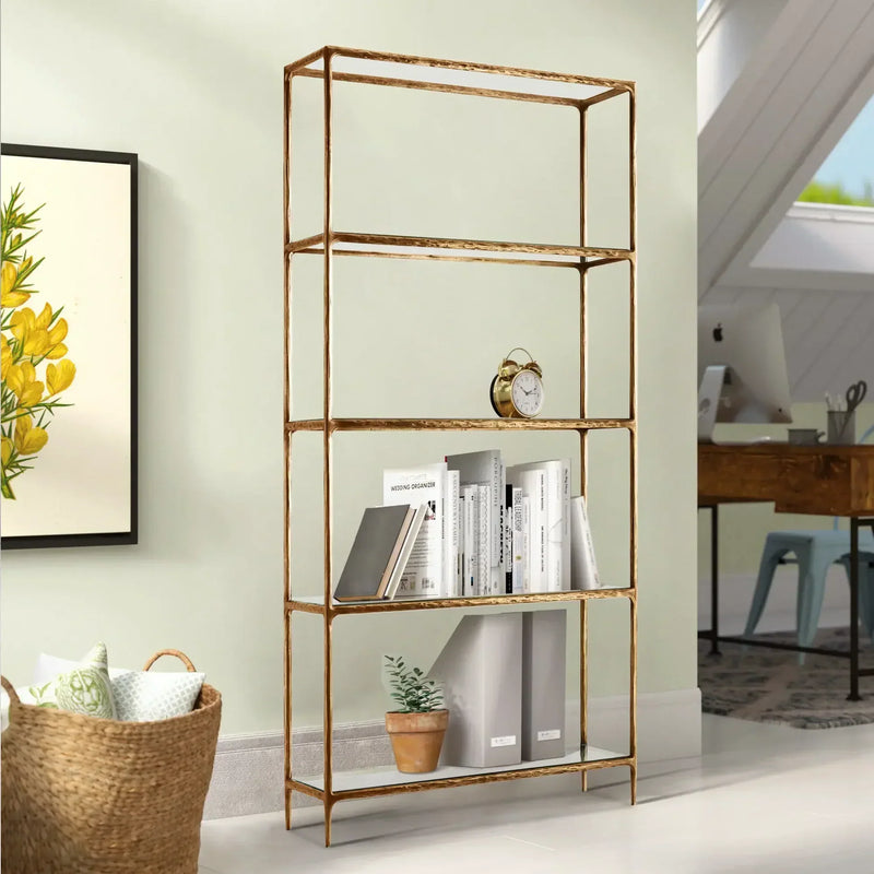 Hand-Forged Metal Glass Shelving