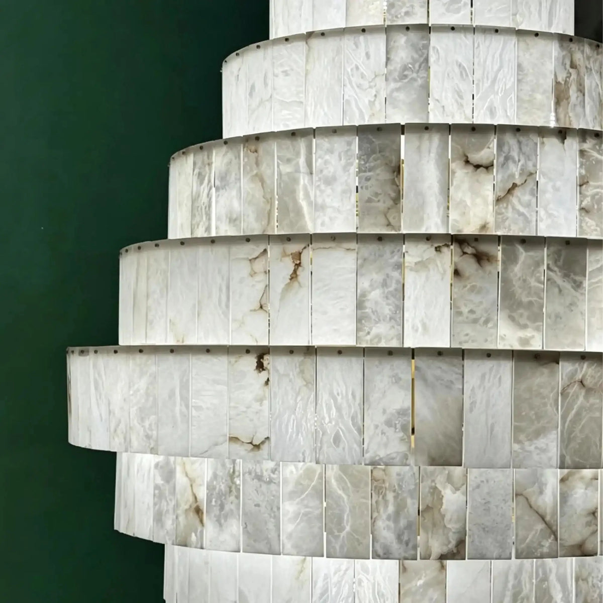 Luxury Sculpted Pyramid-Tier Alabaster Chandelier for High Ceiling