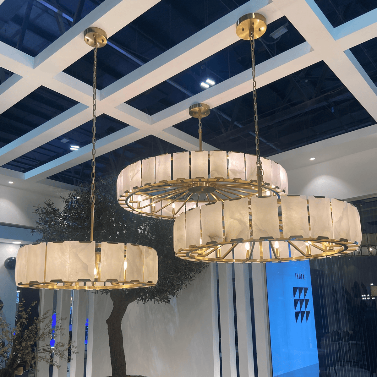 Modern Round Alabaster Chandelier for Living Room/Bedroom
