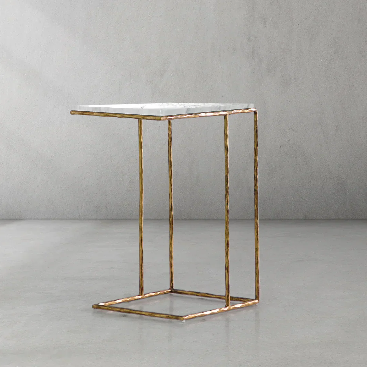 Hand-Forged Metal Mable C-Shaped Side Table