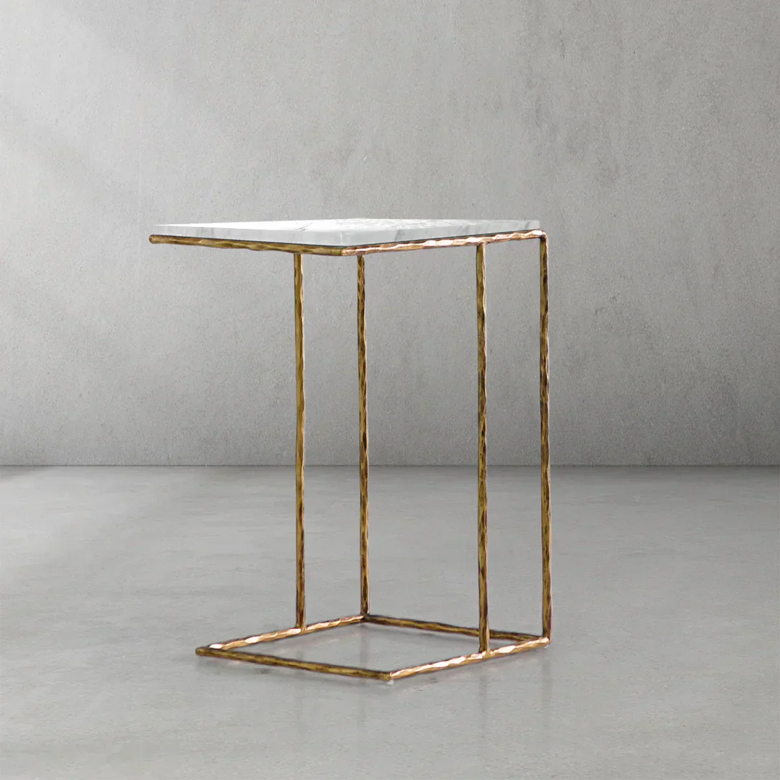 Hand-Forged Metal Mable C-Shaped Side Table