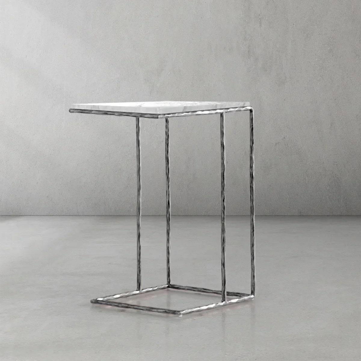 Hand-Forged Metal Mable C-Shaped Side Table