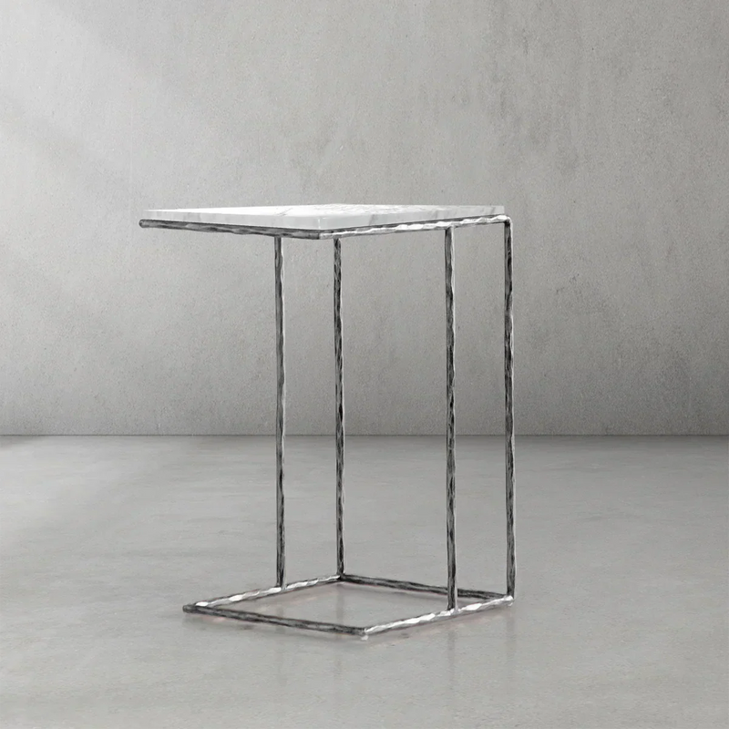 Hand-Forged Metal Mable C-Shaped Side Table