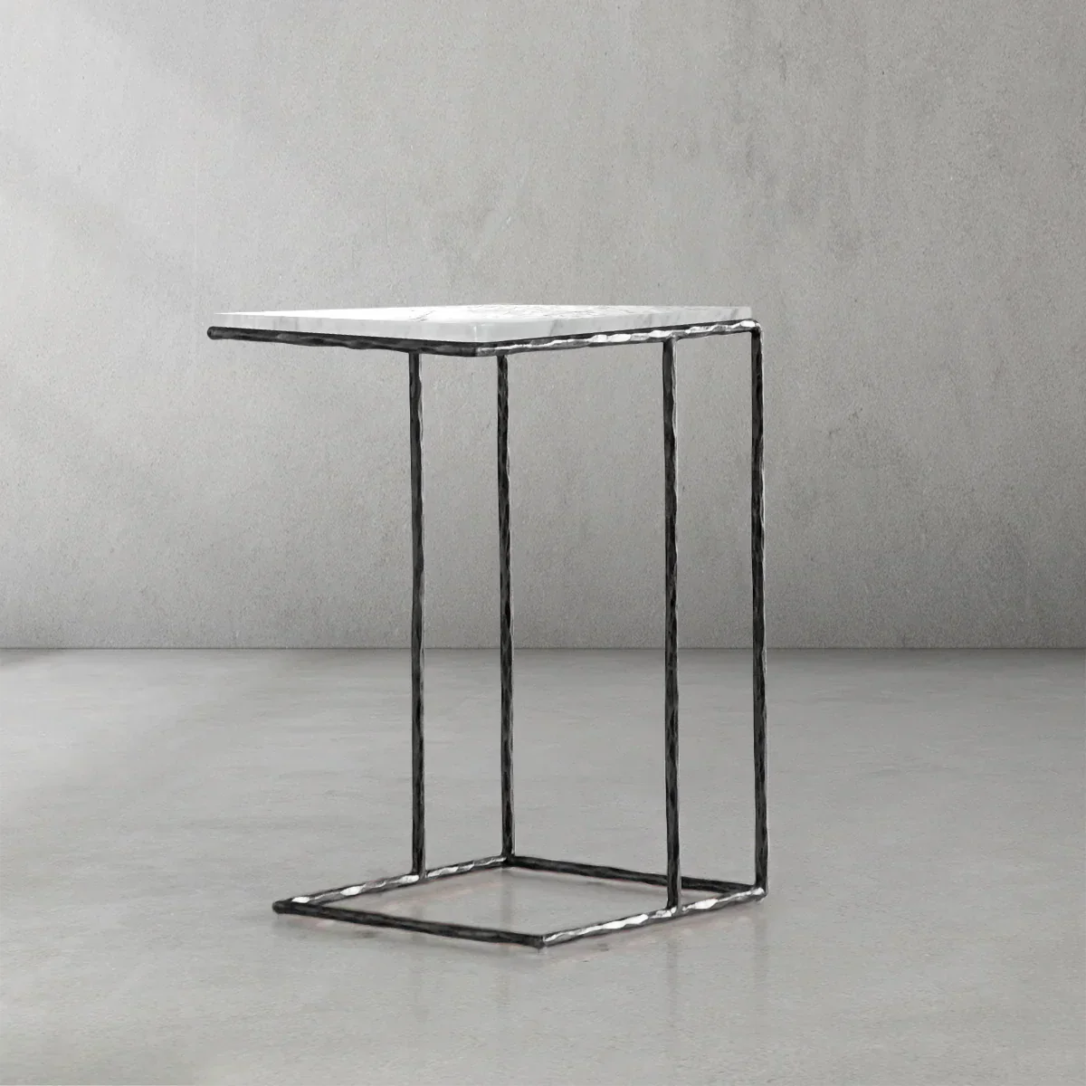 Hand-Forged Metal Mable C-Shaped Side Table