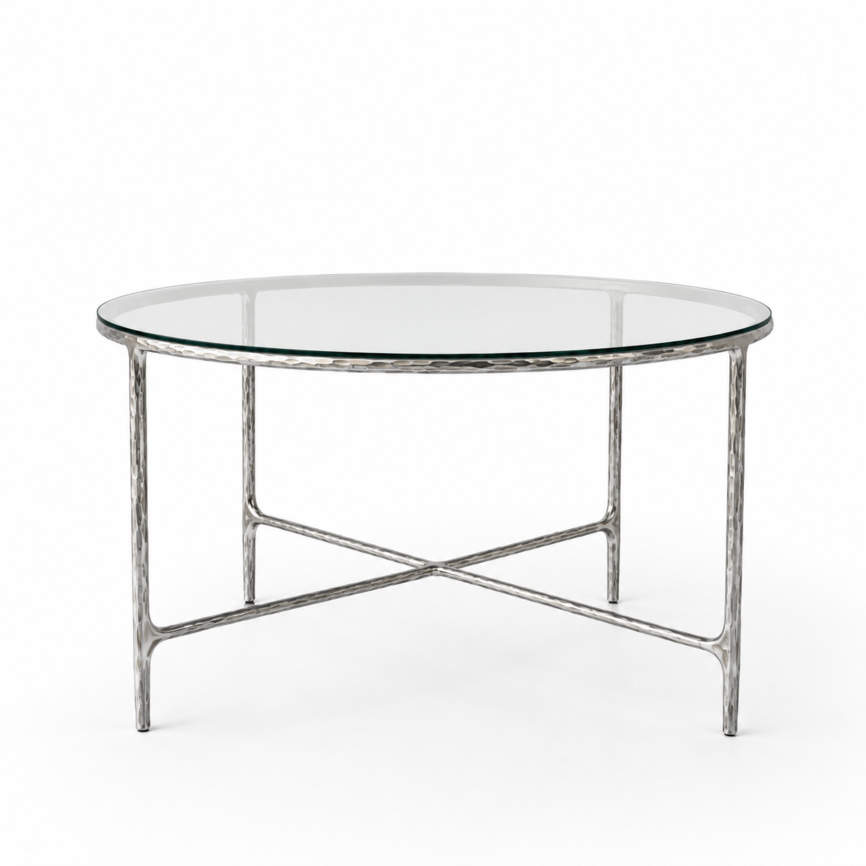 Hand-Forged Metal Glass Round Dining Table