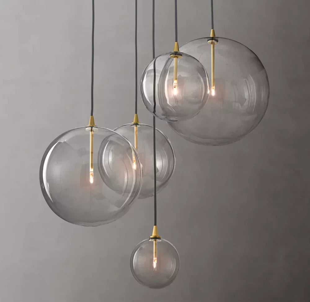 Modern Round Glass Globe Cluster Chandelier 28"