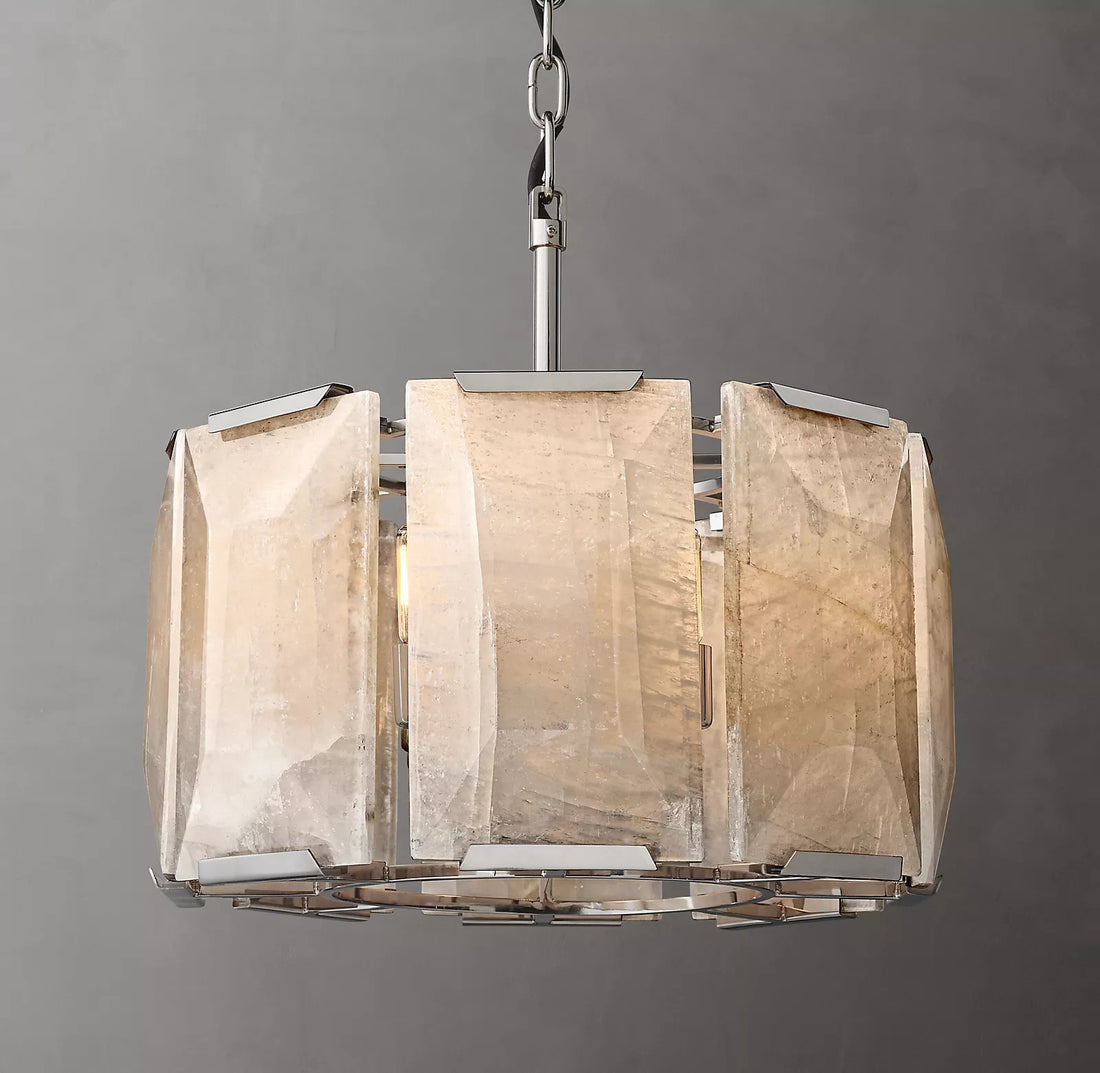 Harlow Calcite Retro Round Marble Chandeliers 19”