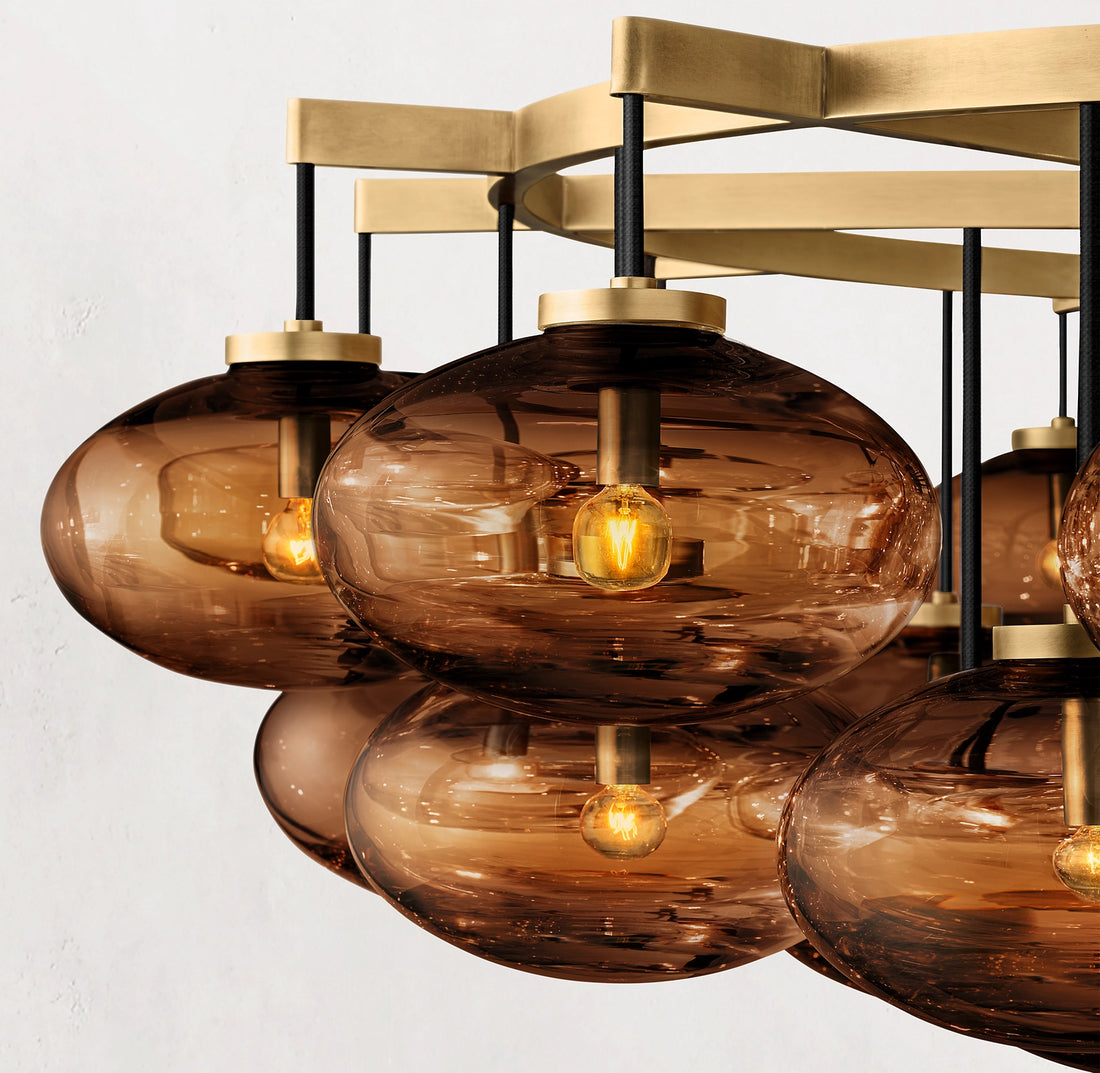 Cabrette Amber Glass Round Chandelier 60"