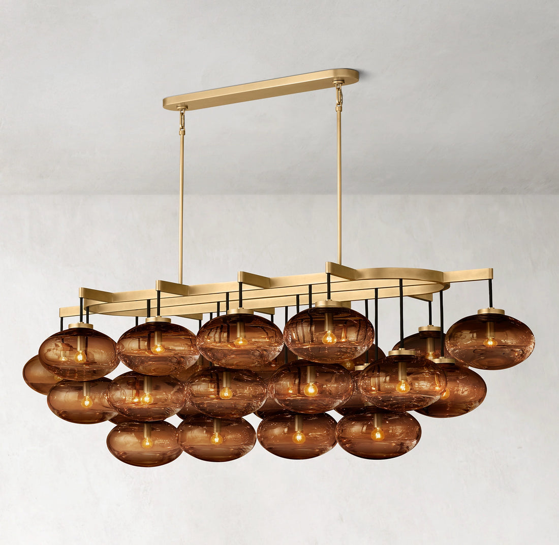 Cabrette Amber Glass Linear Chandelier 72"