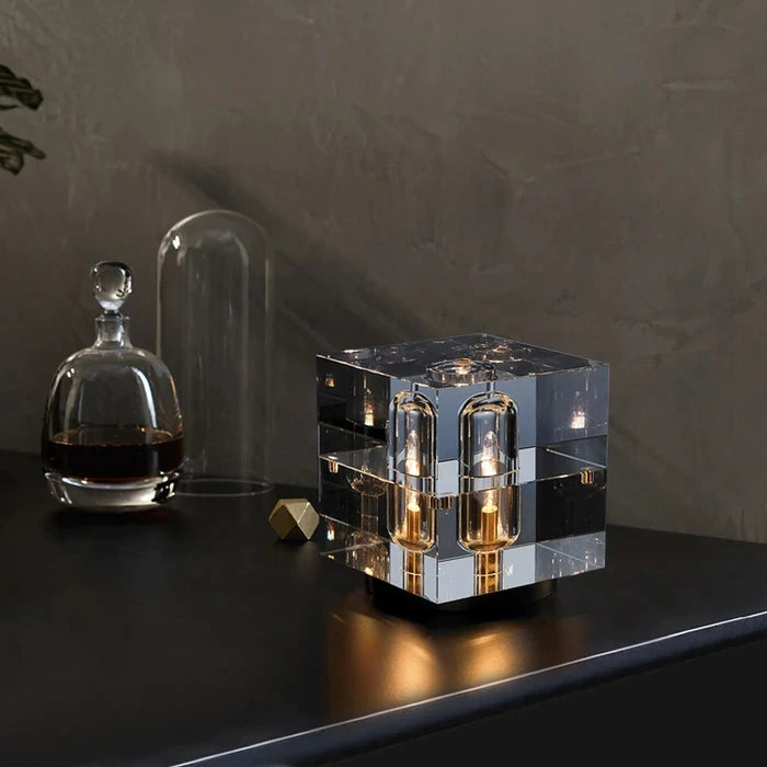 Glaxy Modern Square Crystal Table Lamp 6.6″H