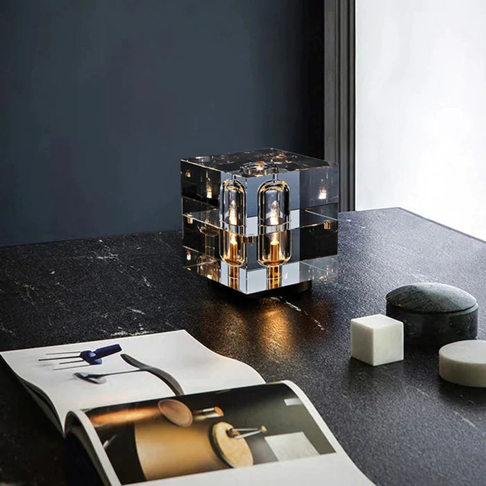 Glaxy Modern Square Crystal Table Lamp 6.6″H