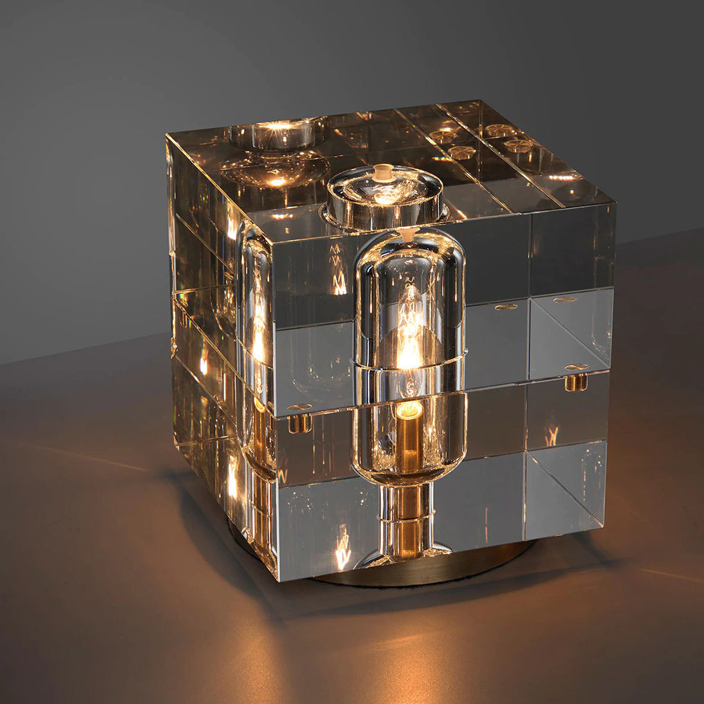 Glaxy Modern Square Crystal Table Lamp 6.6″H