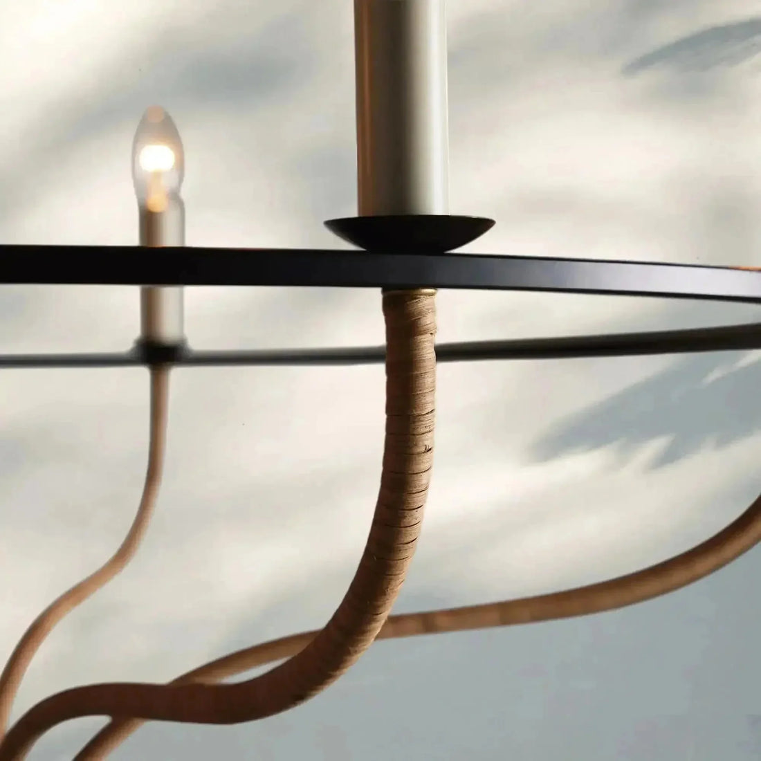Rosalind Rattan Chandelier in Black