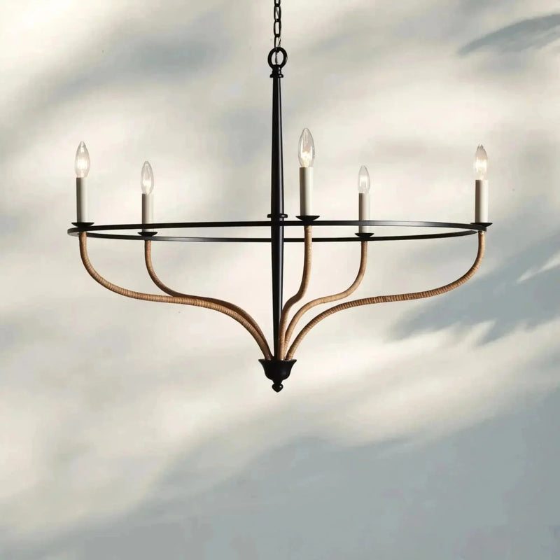 Rosalind Rattan Chandelier in Black