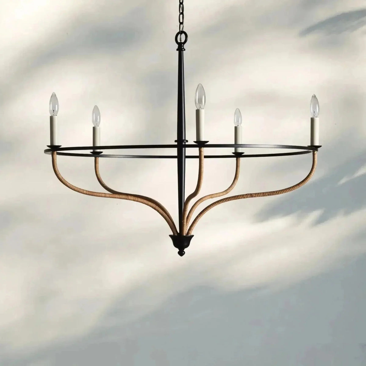 Rosalind Rattan Chandelier in Black