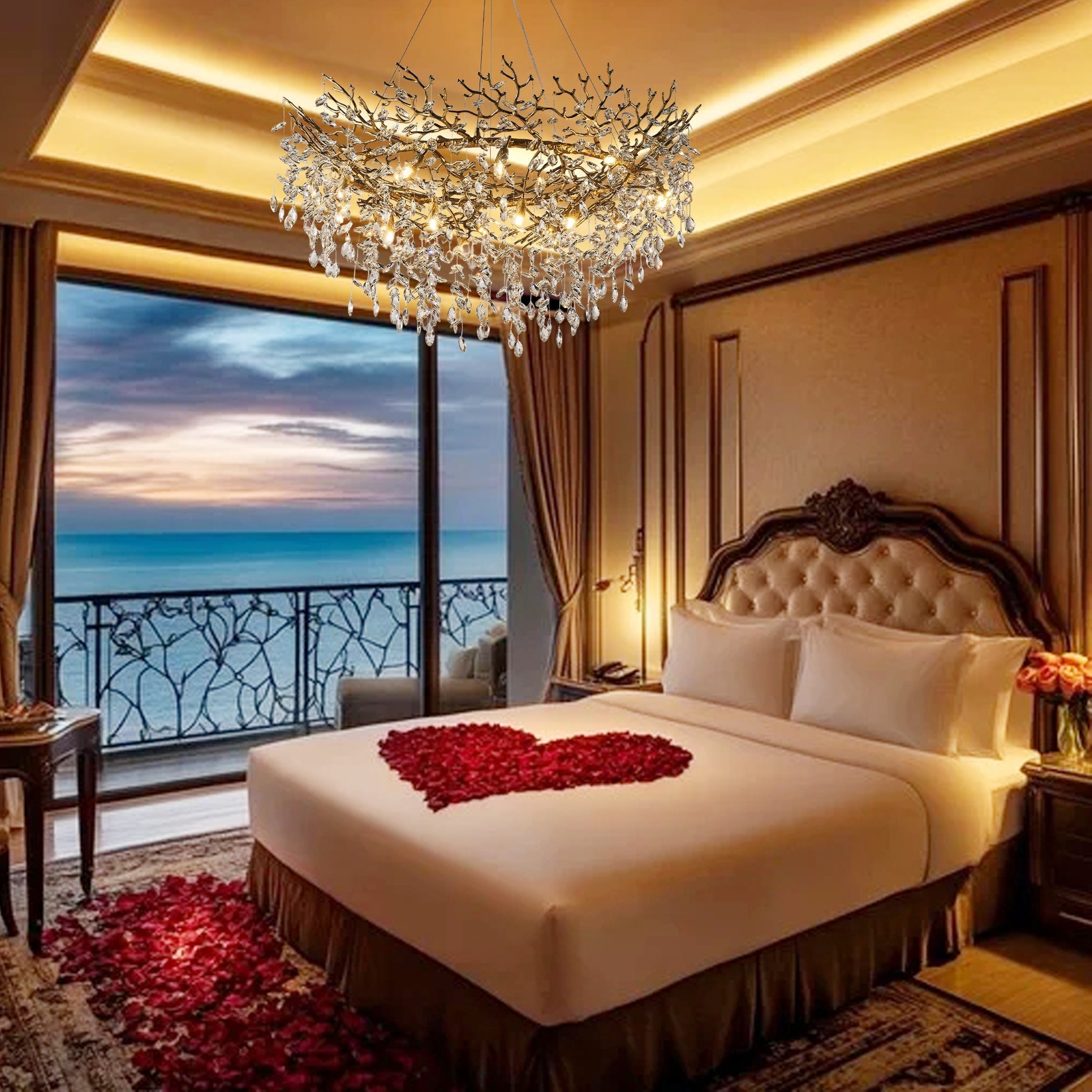 Solara Round Tree Branch Chandelier 48"