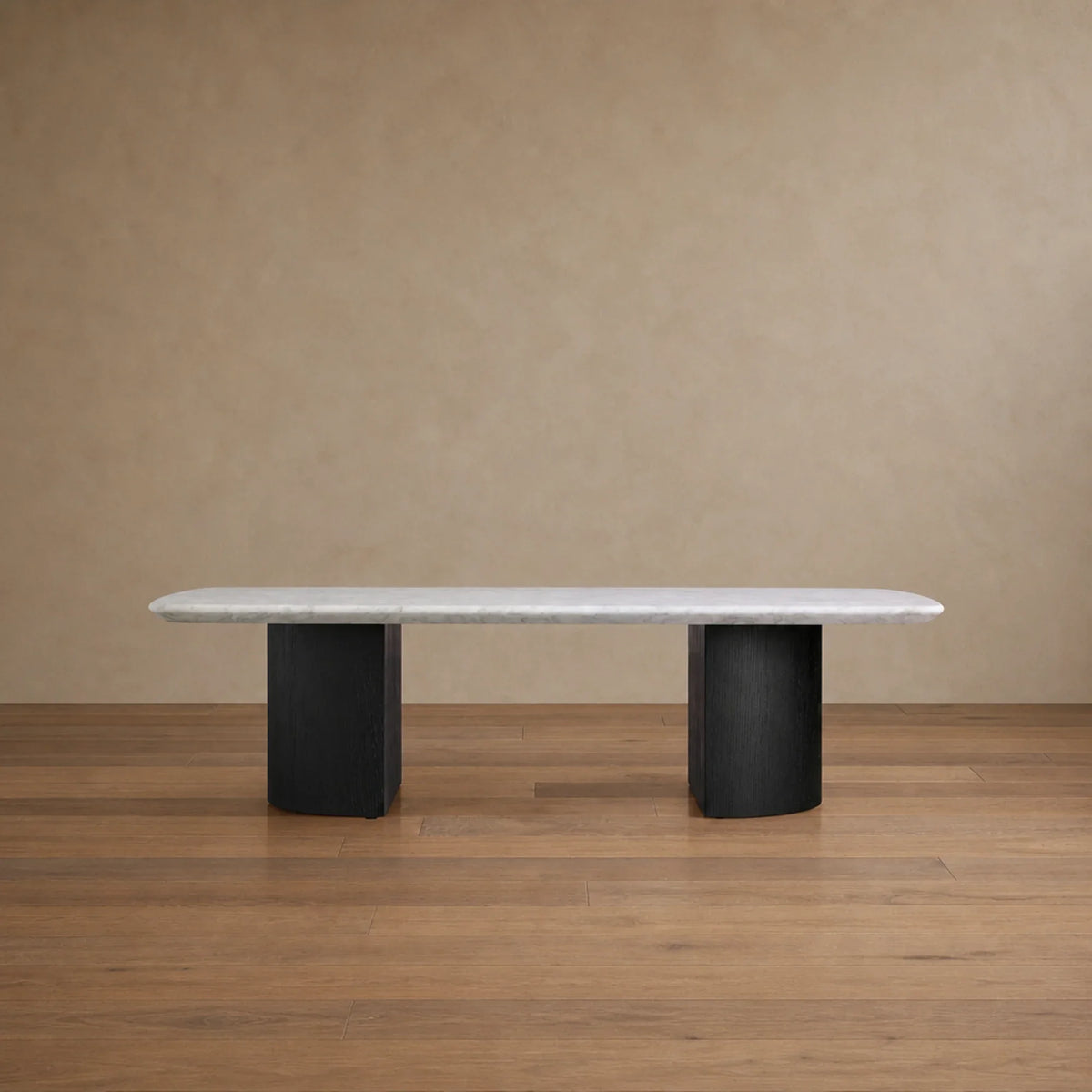 Saint Germain Stone Coffee Table with Dauphine Base, Marble and Solid Oak