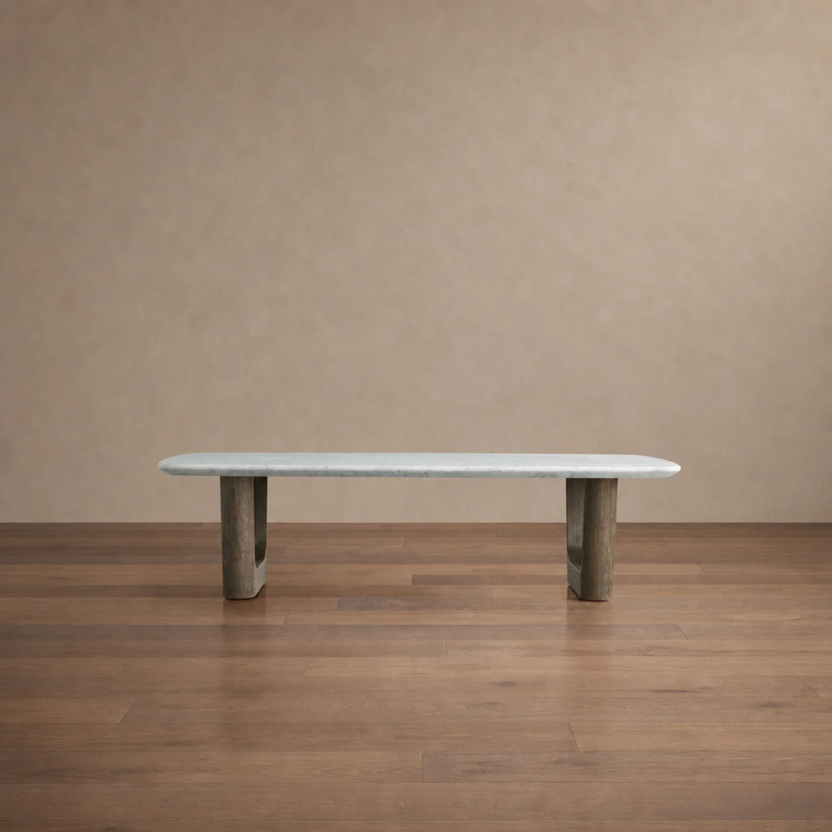 Saint Germain Natural Stone Coffee Table with Oak Veneer Base