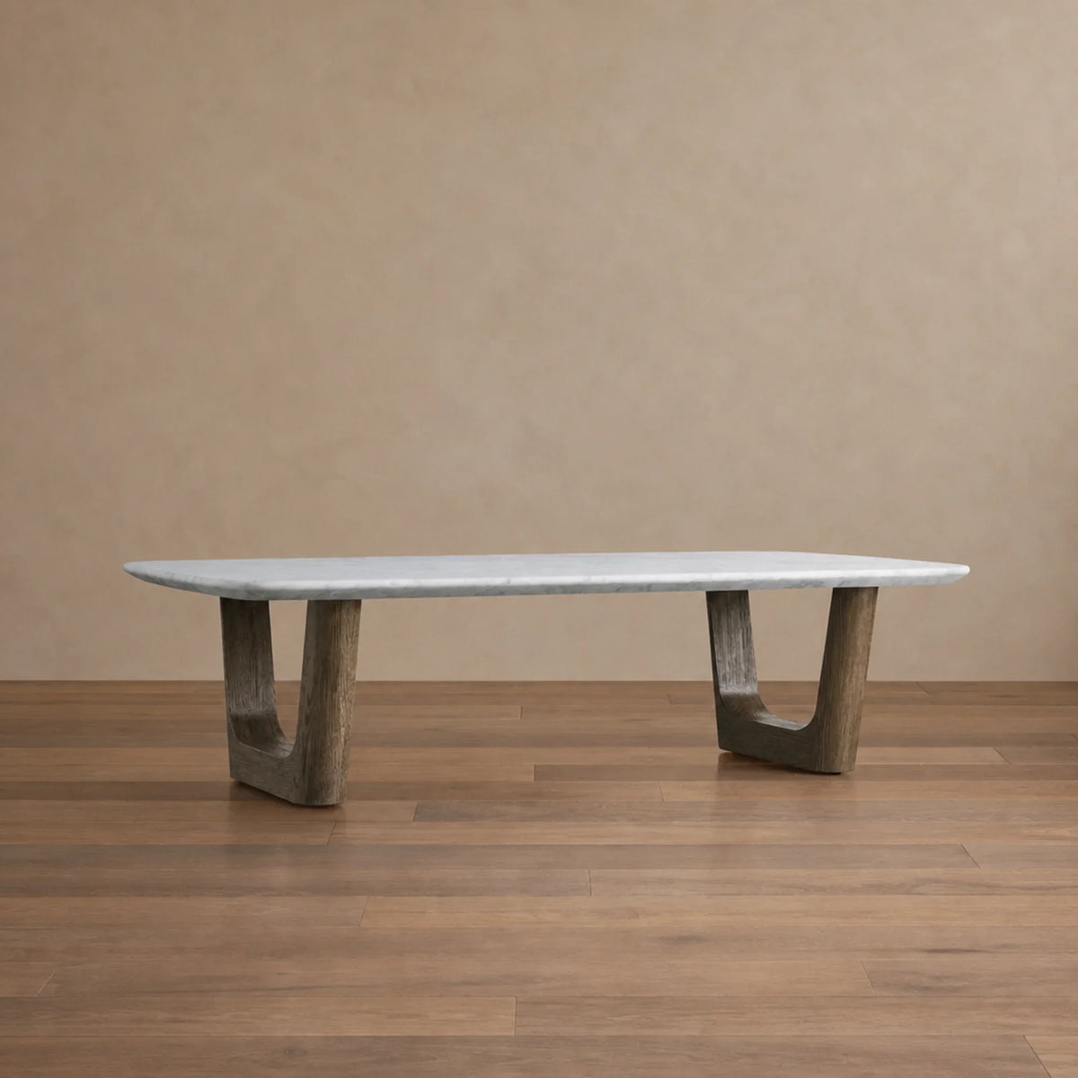 Saint Germain Natural Stone Coffee Table with Oak Veneer Base