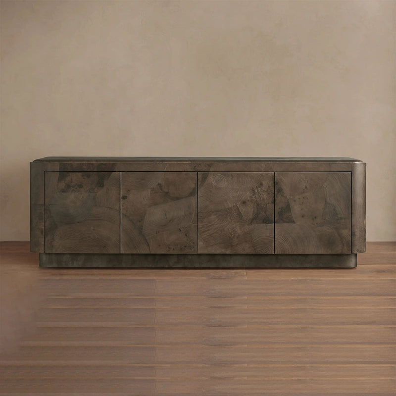 Loranco TV Stand Unit Wood Sideboard Media Console Ash Entryways Storage Cabinet