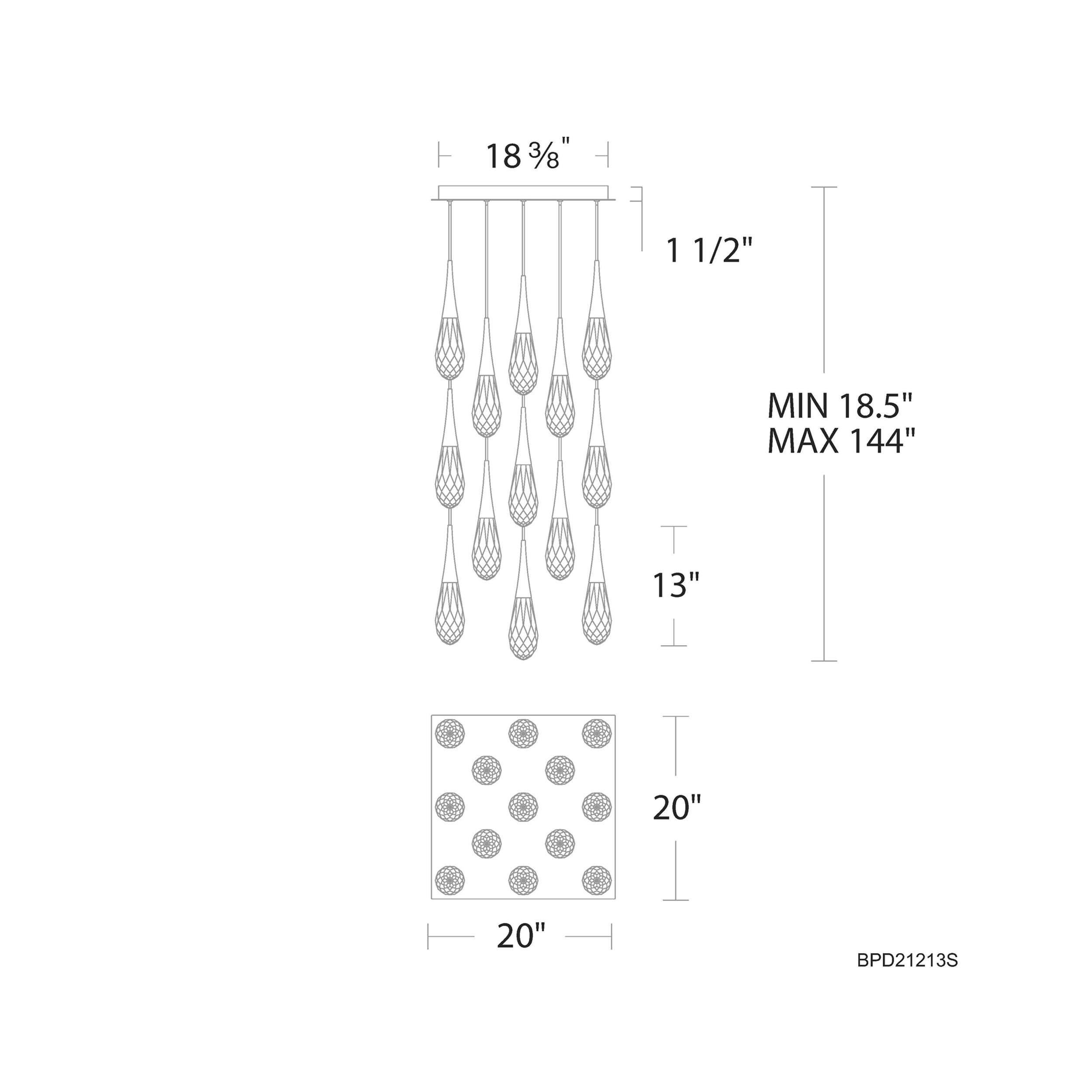 Hibiscus Square LED Multi Pendant Light