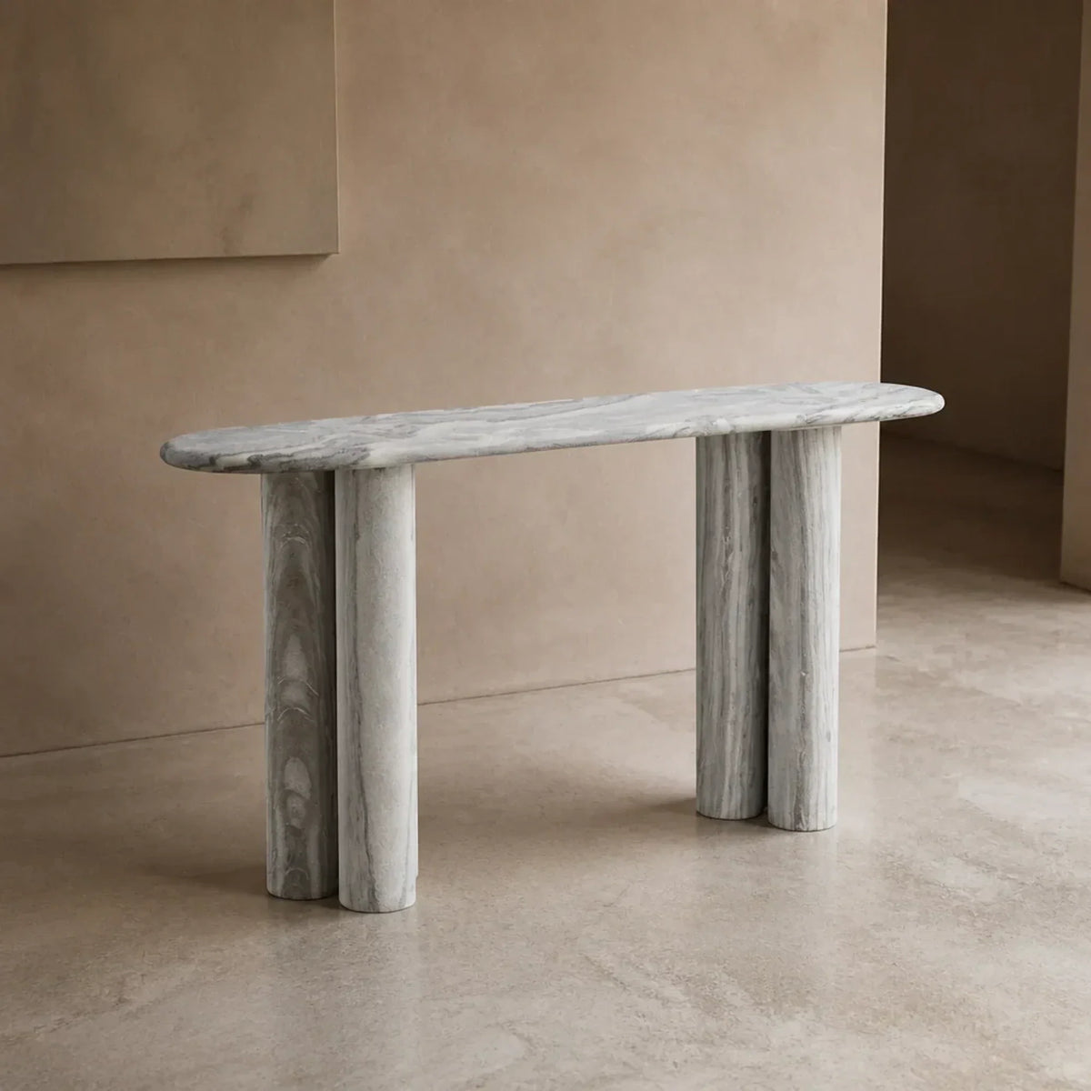 Serafin Grey Dolomite Natural Stone Console Table