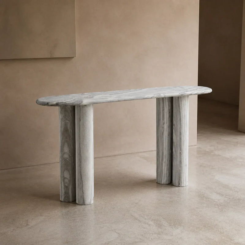 Serafin Grey Dolomite Natural Stone Console Table