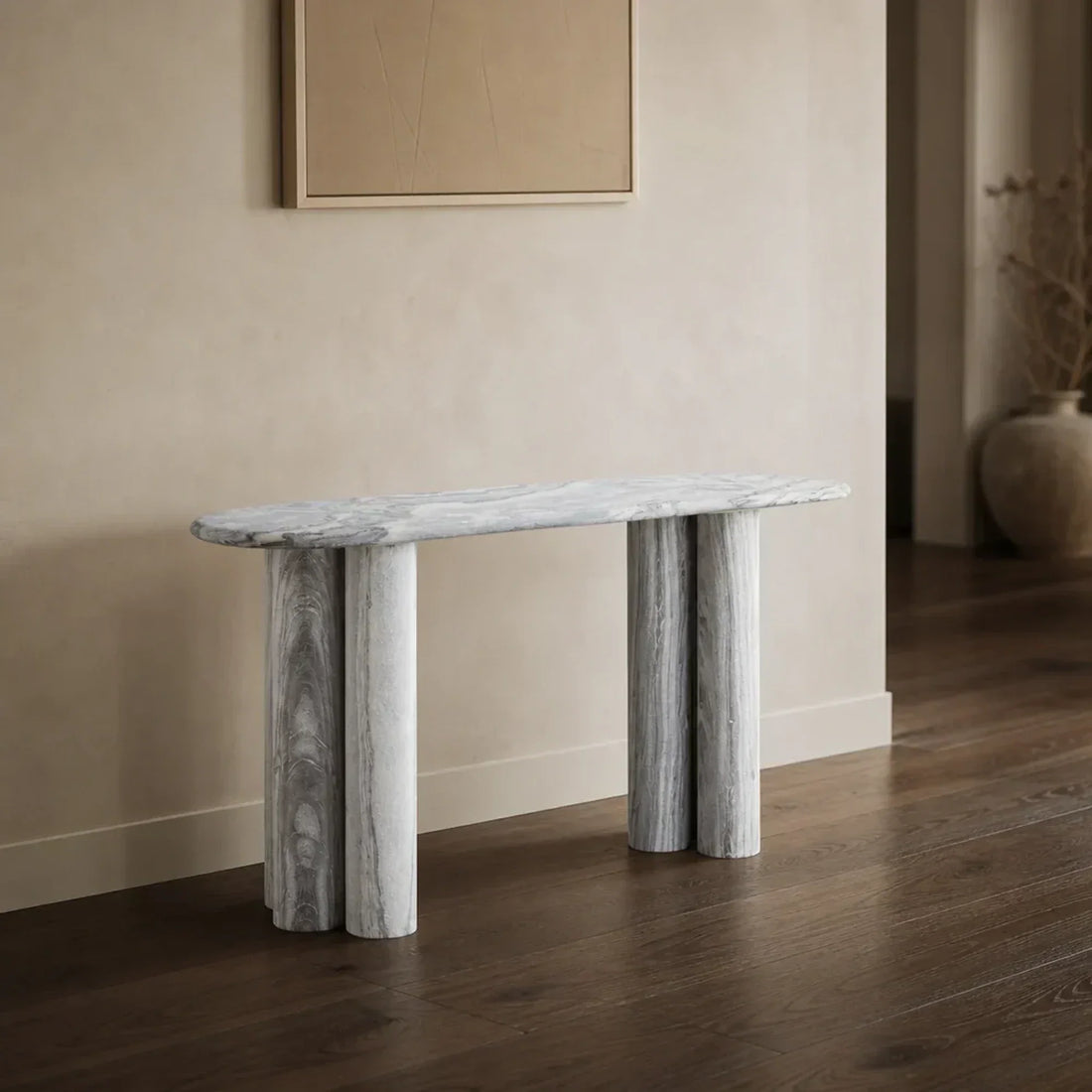 Serafin Grey Dolomite Natural Stone Console Table