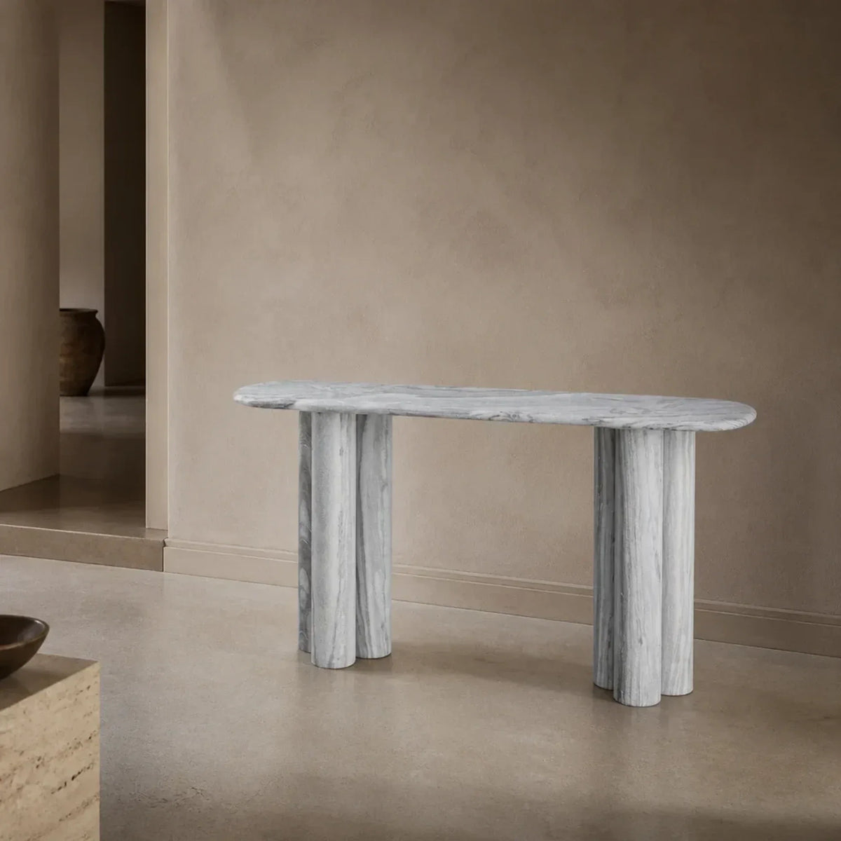 Serafin Grey Dolomite Natural Stone Console Table