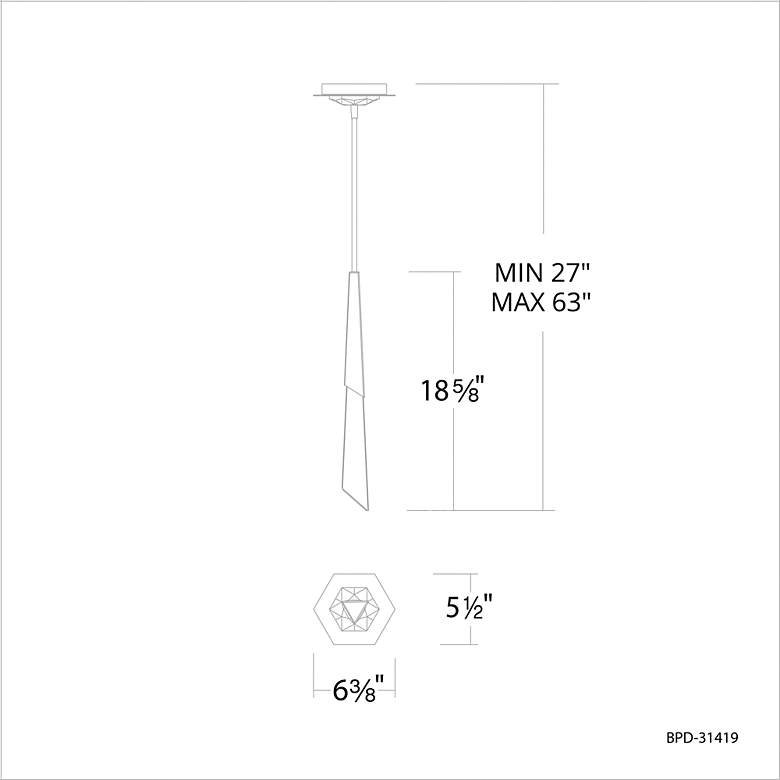 Solitude 18.5"H x 6.5"W 1-Light Crystal Mini-Pendant in Antique N