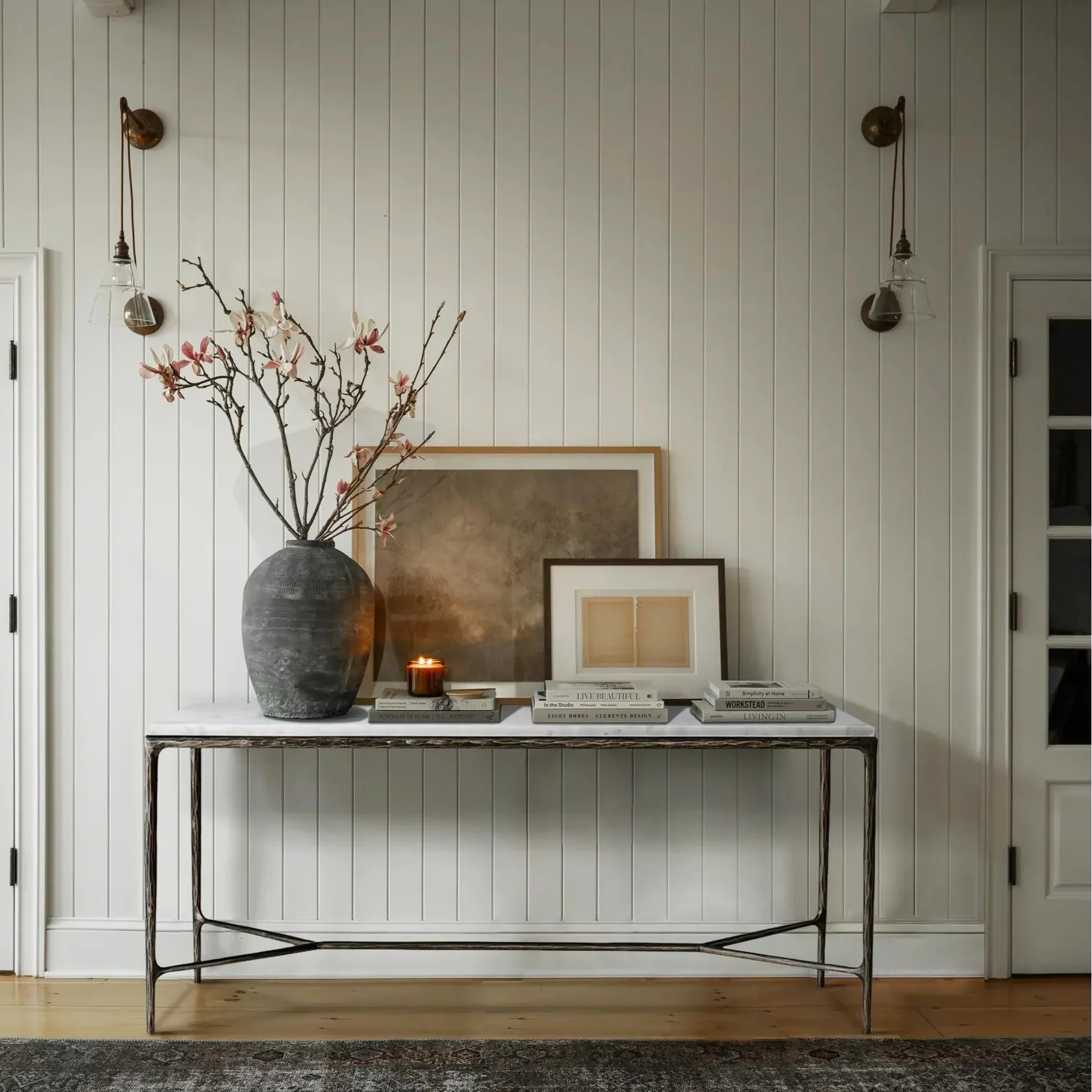 Hand-Forged Metal Rectangle Marble Desk