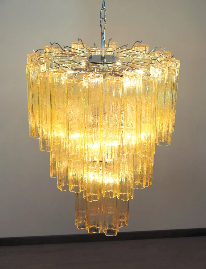 Murano Chandelier 48 Yellow Glass Tubes